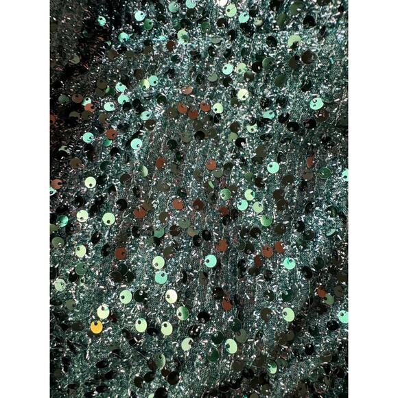 NWT Faeriesty Formal Dress Gown Sz Large Dark Green Sequin One Shoulder Mermaid - Picture 12 of 16